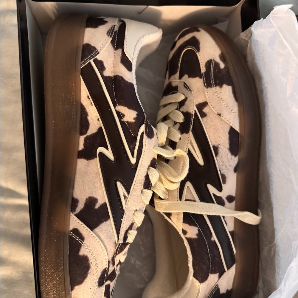 Madden girl Cow Print Low Top Sneakers in Brown and Cream